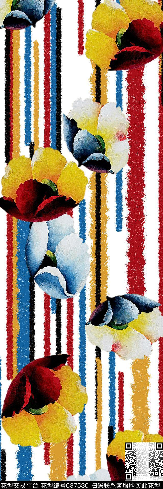 时尚花卉肌理丝巾长巾传统印花华亿平台下载（图片编号: 637530） - 瓦栏（Walan）