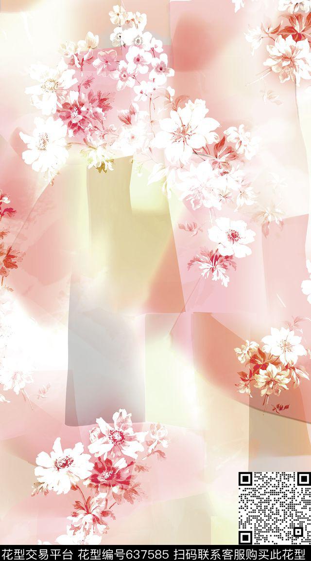 花朵大花玫瑰数码印花华亿平台下载（图片编号: 637585） - 瓦栏（Walan）