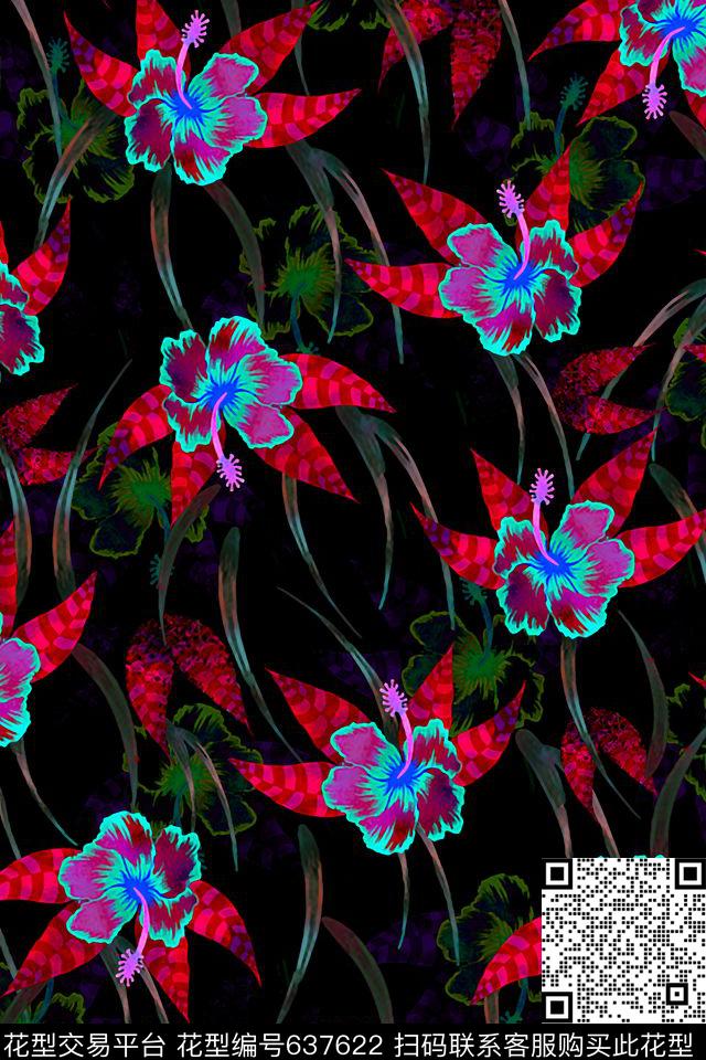 数码花卉女装裙泳衣数码印花华亿平台下载（图片编号: 637622） - 瓦栏（Walan）