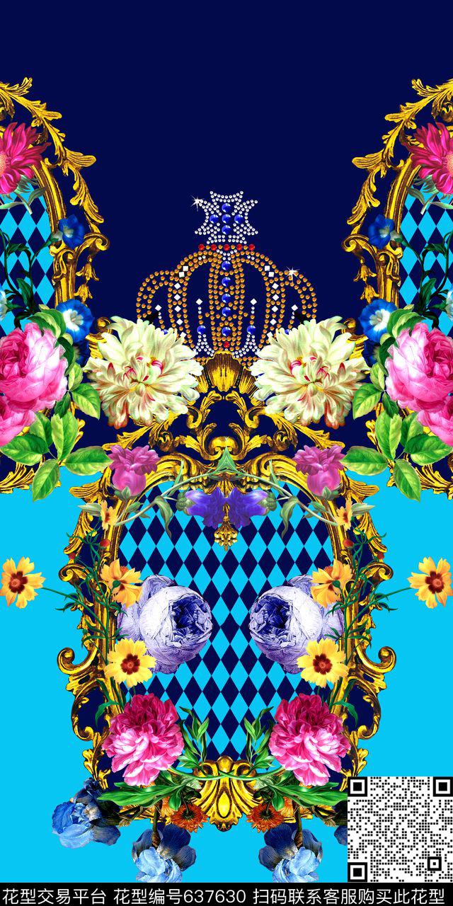 花卉欧式花纹边框数码印花华亿平台下载（图片编号: 637630） - 瓦栏（Walan）