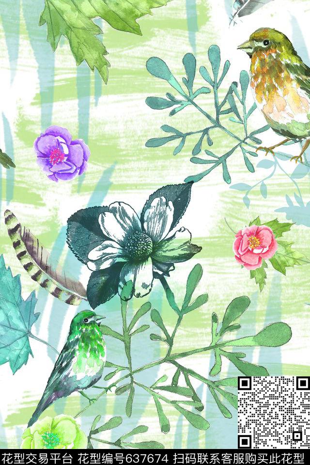 零点--女装花卉花鸟数码印花华亿平台下载（图片编号: 637674） - 瓦栏（Walan）