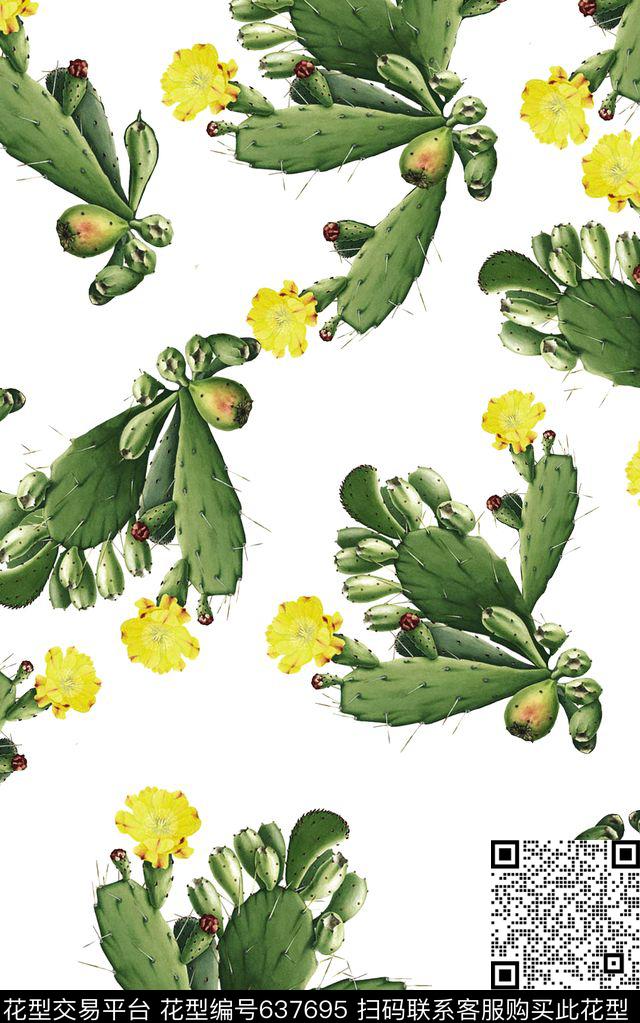 仙人掌时尚大方数码印花华亿平台下载（图片编号: 637695） - 瓦栏（Walan）