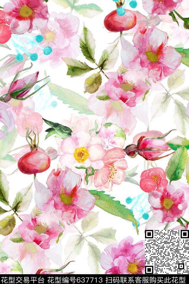 花朵花卉清新花卉数码印花华亿平台下载（图片编号: 637713） - 瓦栏（Walan）