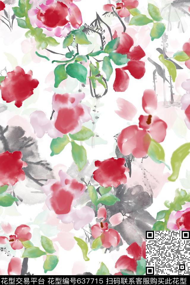 花朵花卉清新花卉数码印花华亿平台下载（图片编号: 637715） - 瓦栏（Walan）
