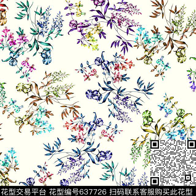 兰花玫瑰花朵数码印花华亿平台下载（图片编号: 637726） - 瓦栏（Walan）