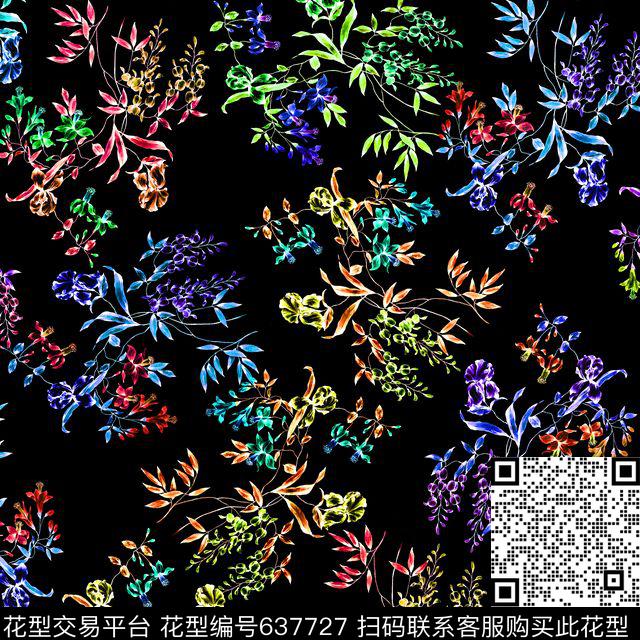 兰花玫瑰花朵数码印花华亿平台下载（图片编号: 637727） - 瓦栏（Walan）