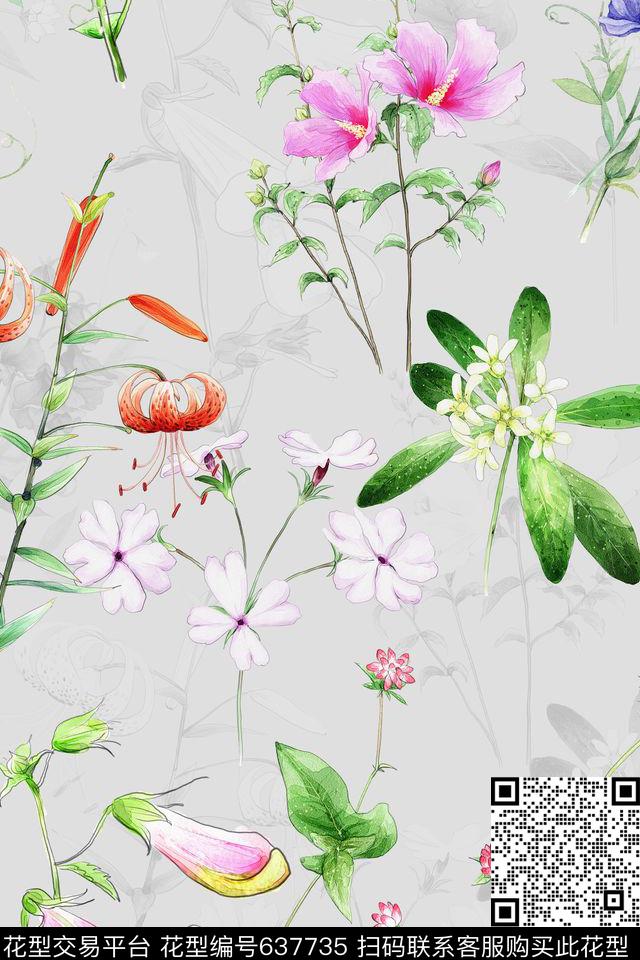 花朵花卉清新花卉传统印花华亿平台下载（图片编号: 637735） - 瓦栏（Walan）