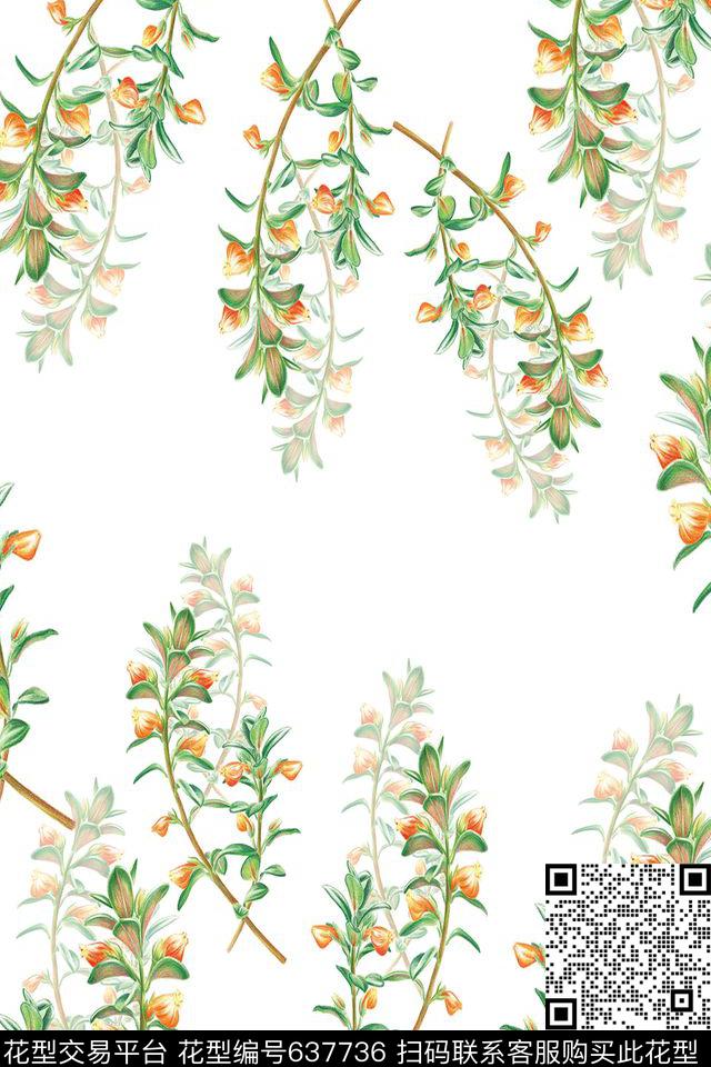 温馨淡雅植物花卉花卉数码印花华亿平台下载（图片编号: 637736） - 瓦栏（Walan）