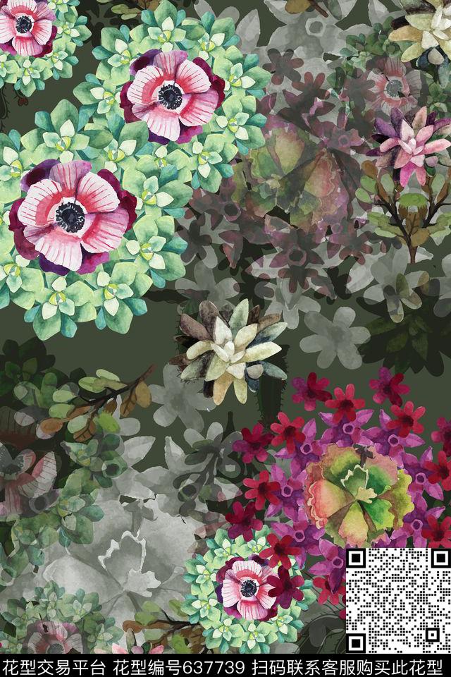 L.D~花卉L.D~水彩L.D~手绘传统印花华亿平台下载（图片编号: 637739） - 瓦栏（Walan）