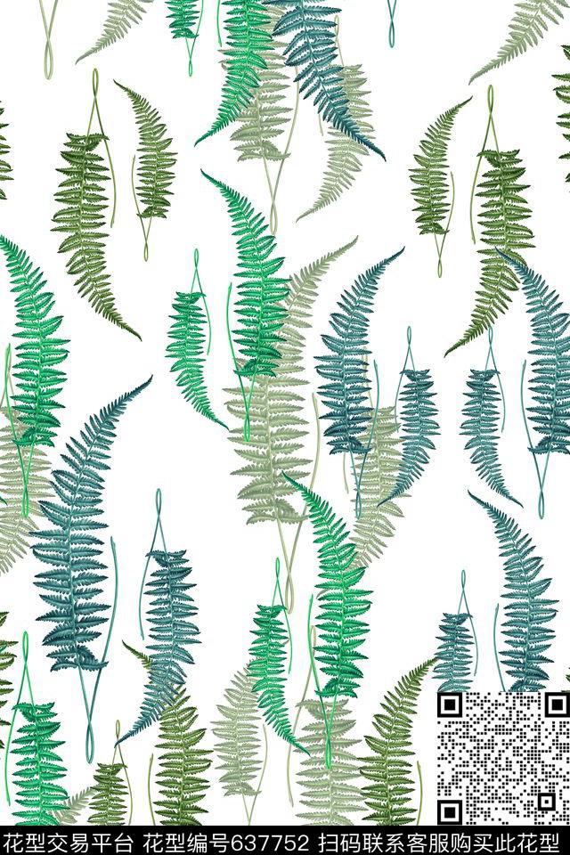 热带海滨度假温馨淡雅清新花枝数码印花华亿平台下载（图片编号: 637752） - 瓦栏（Walan）