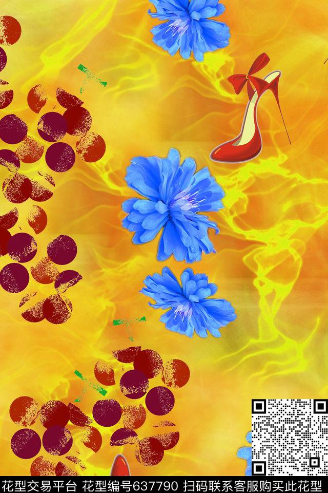 流行时尚连衣裙花卉数码印花华亿平台下载（图片编号: 637790） - 瓦栏（Walan）