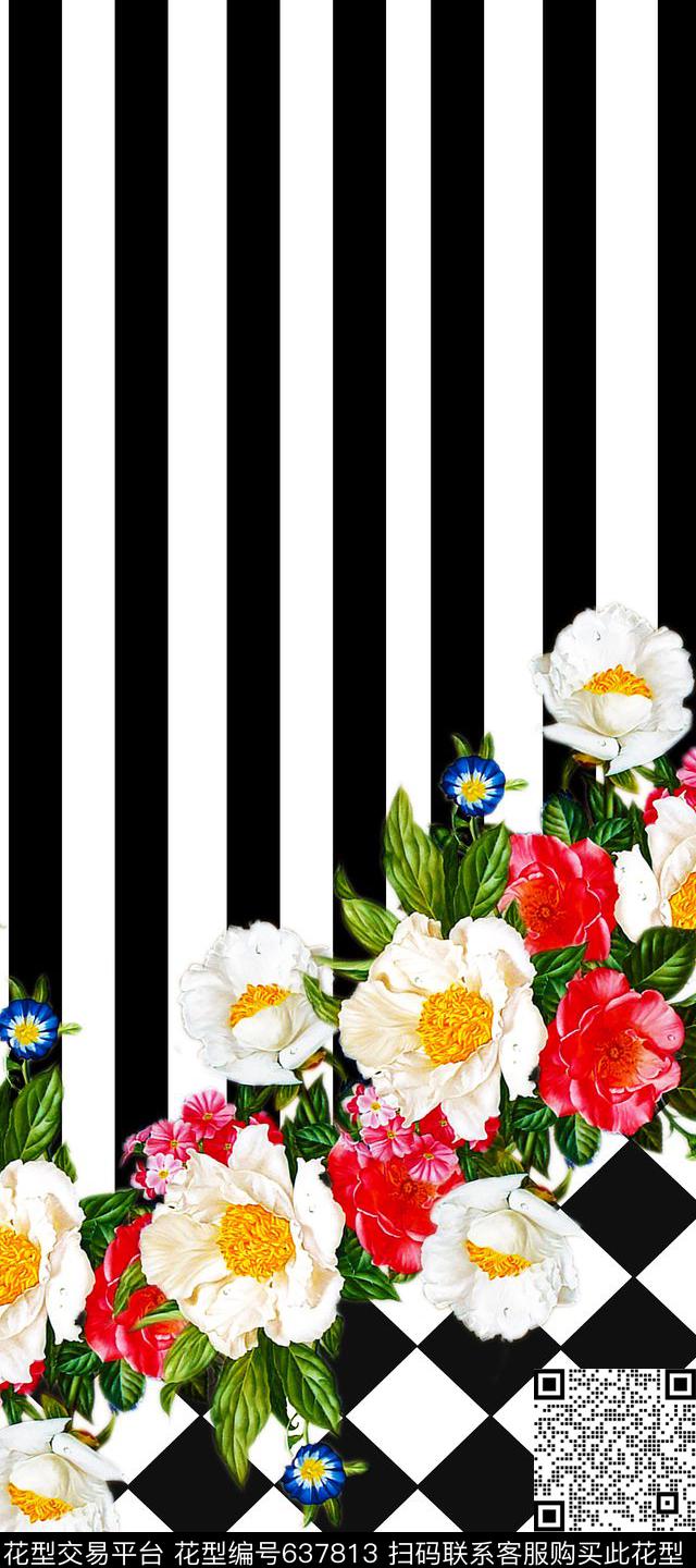 连衣裙花卉定位数码印花华亿平台下载（图片编号: 637813） - 瓦栏（Walan）