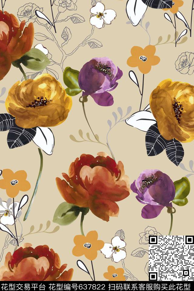 简约清爽大气数码印花华亿平台下载（图片编号: 637822） - 瓦栏（Walan）