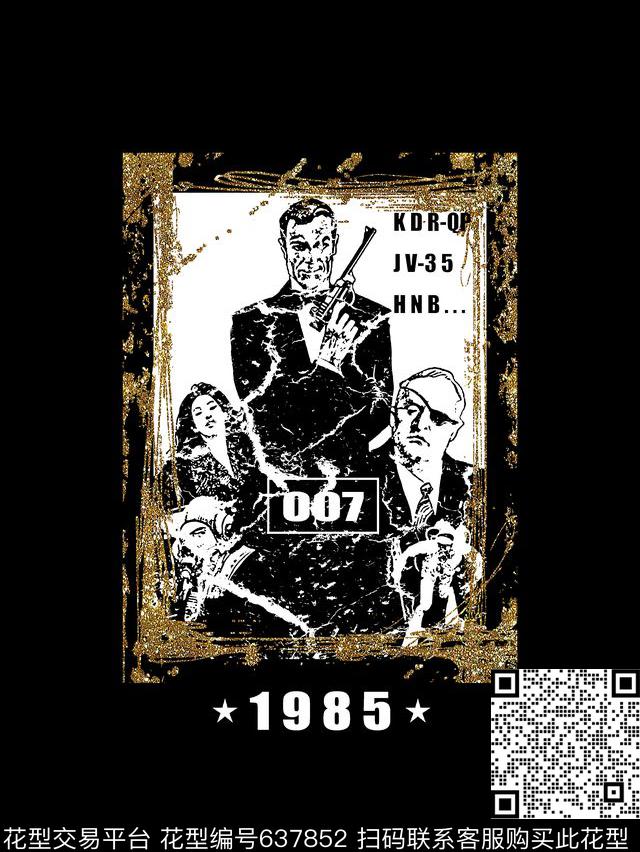 时尚男装复古人物像男装T恤数码印花华亿平台下载（图片编号: 637852） - 瓦栏（Walan）