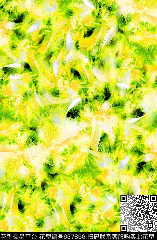 时尚抽象羽毛数码印花艳丽羽毛时尚潮流数码印花华亿平台下载（图片编号: 637856） - 瓦栏（Walan）
