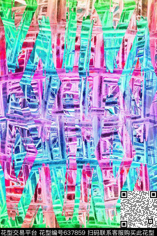 条纹笔触曲线波浪条纹数码印花华亿平台下载（图片编号: 637859） - 瓦栏（Walan）