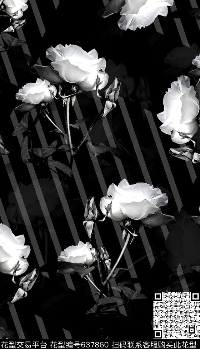 秋冬女装女装黑白数码印花华亿平台下载（图片编号: 637860） - 瓦栏（Walan）