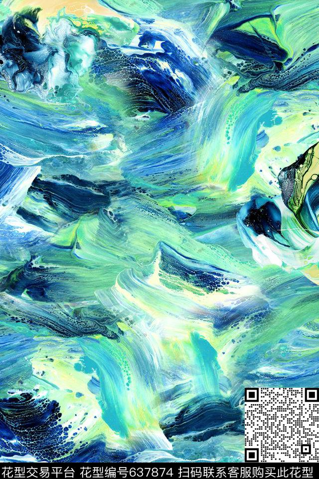 笔触肌理油画数码印花华亿平台下载（图片编号: 637874） - 瓦栏（Walan）