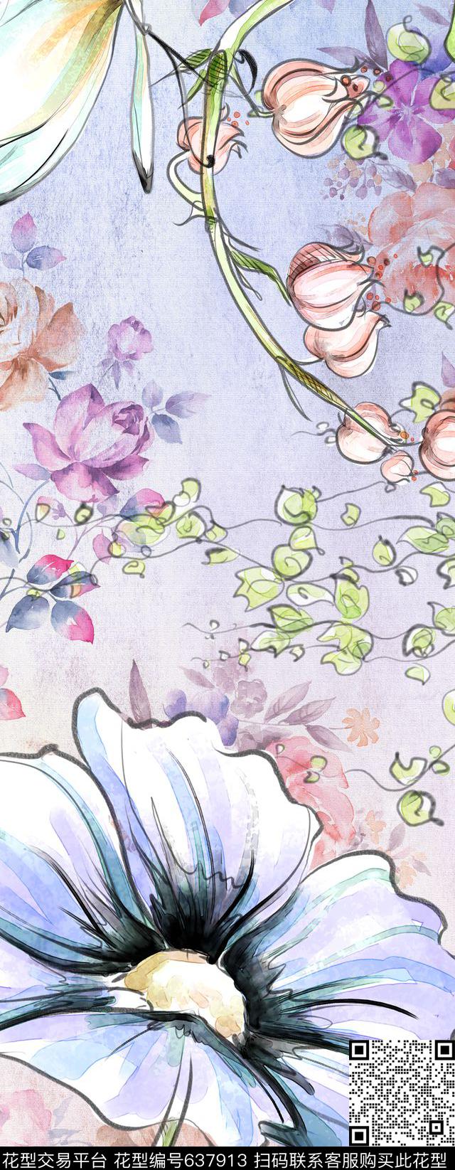 花朵花卉时尚数码印花华亿平台下载（图片编号: 637913） - 瓦栏（Walan）