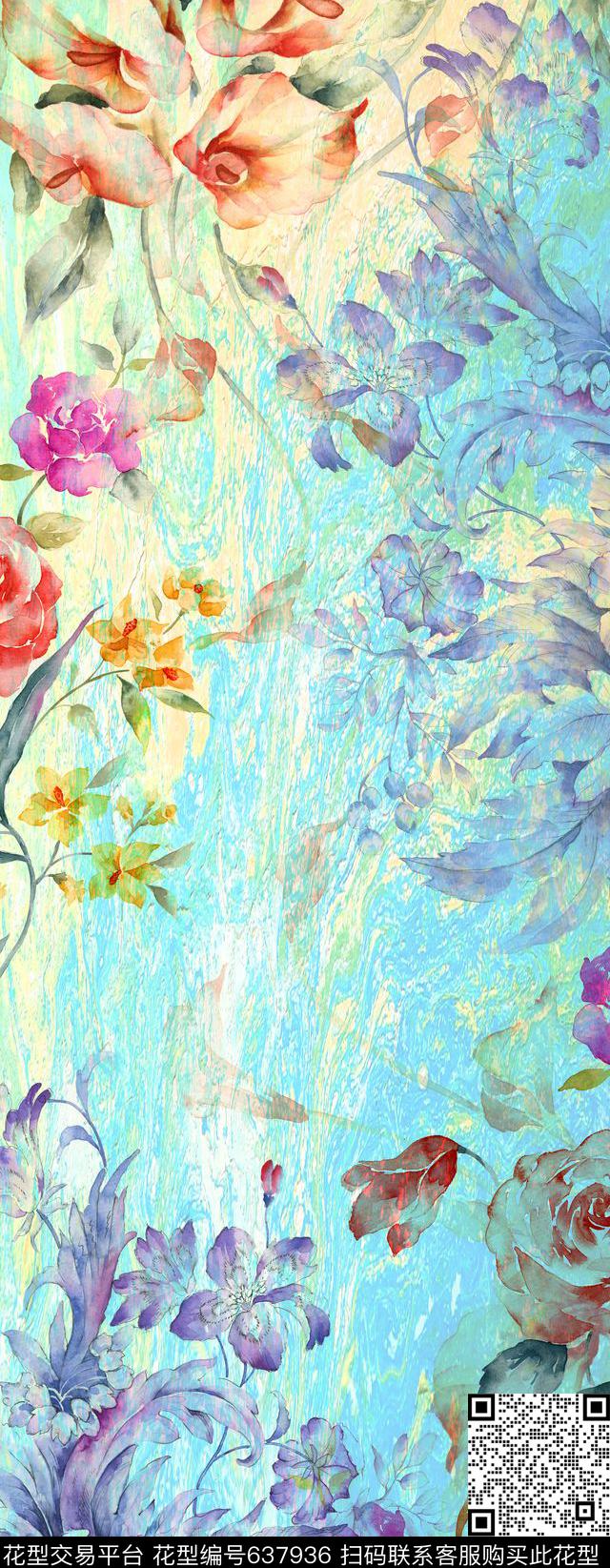 花朵花卉时尚数码印花华亿平台下载（图片编号: 637936） - 瓦栏（Walan）