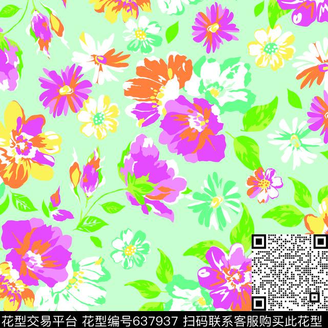 2017年春夏女装手绘花卉手绘华亿平台花卉传统印花华亿平台下载（图片编号: 637937） - 瓦栏（Walan）