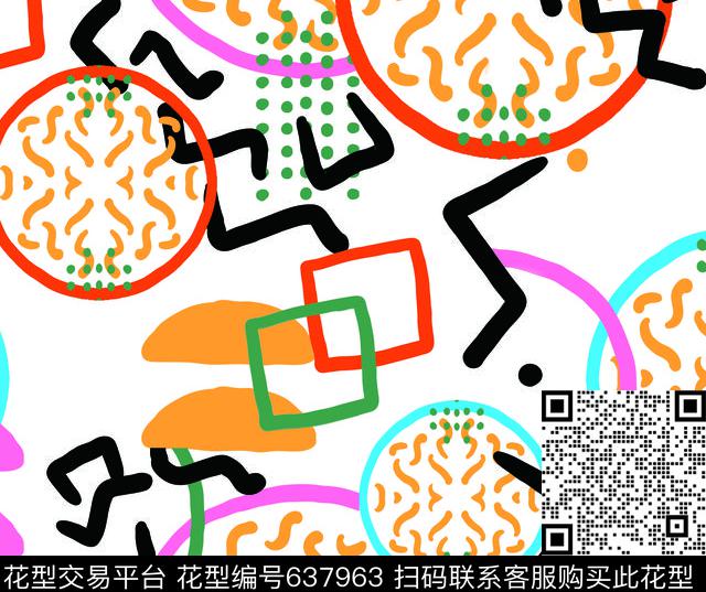 2017年女装新几何趣味几何圆传统印花华亿平台下载（图片编号: 637963） - 瓦栏（Walan）