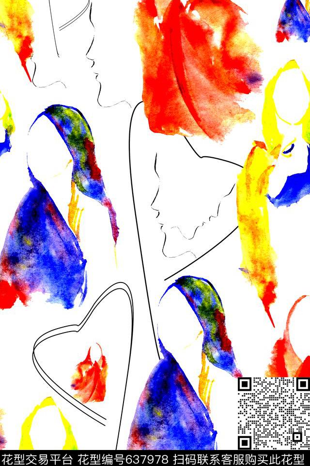 中东手绘水彩数码印花华亿平台下载（图片编号: 637978） - 瓦栏（Walan）