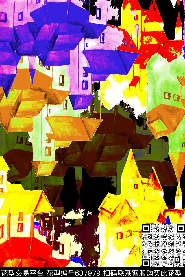 中东手绘水彩数码印花华亿平台下载（图片编号: 637979） - 瓦栏（Walan）