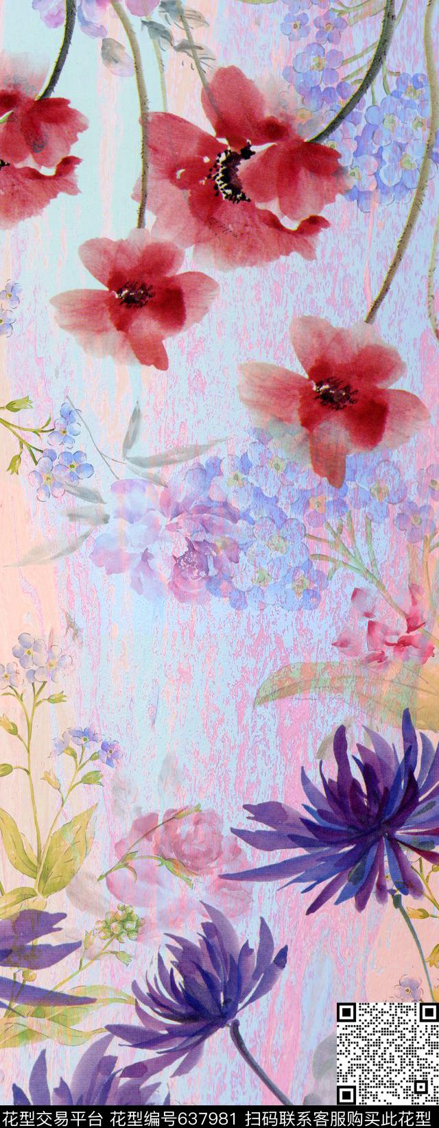 花朵花卉时尚数码印花华亿平台下载（图片编号: 637981） - 瓦栏（Walan）