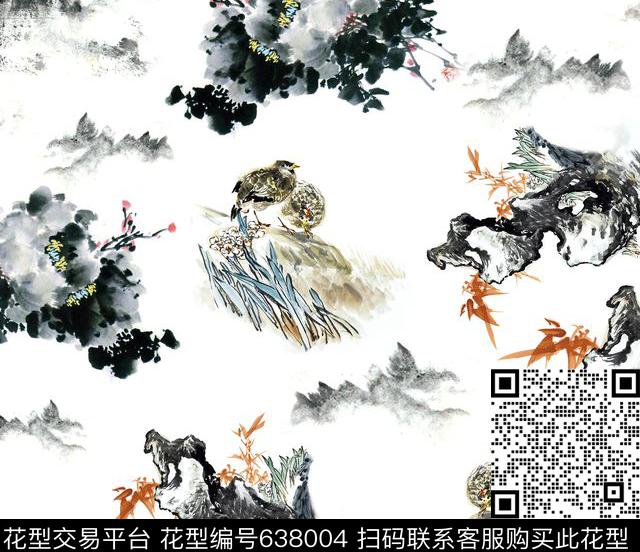 花卉花朵菊花数码印花华亿平台下载（图片编号: 638004） - 瓦栏（Walan）