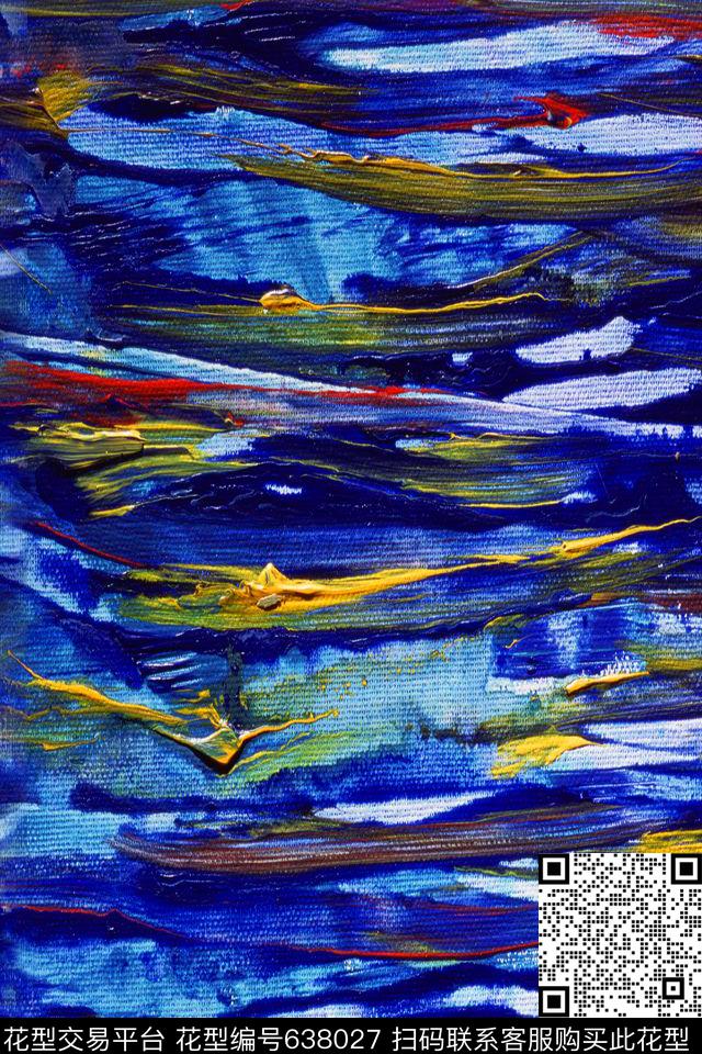 笔触条纹笔触油画肌理数码印花华亿平台下载（图片编号: 638027） - 瓦栏（Walan）