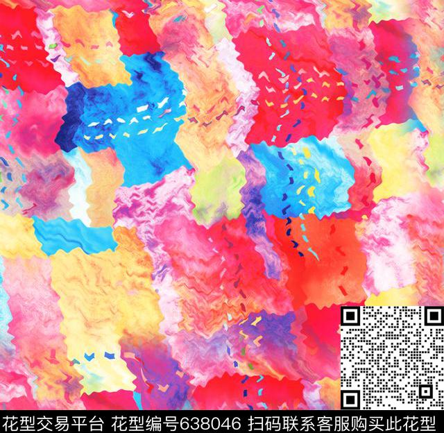 几何拼凑几何云纹几何点缀数码印花华亿平台下载（图片编号: 638046） - 瓦栏（Walan）