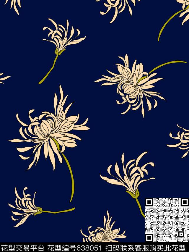 花卉小花清新传统印花华亿平台下载（图片编号: 638051） - 瓦栏（Walan）