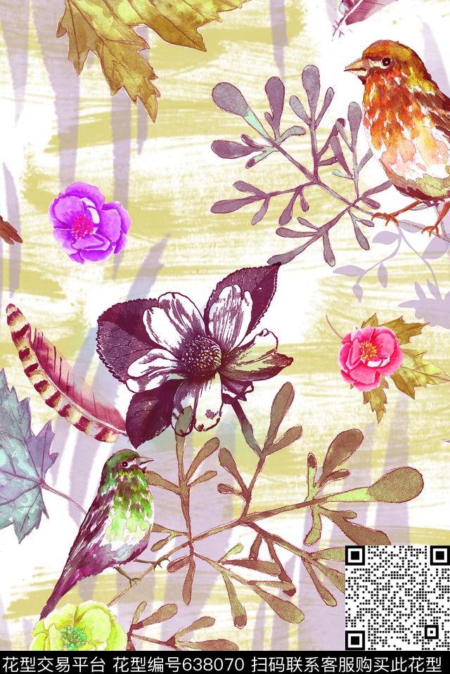 零点--女装花卉花鸟数码印花华亿平台下载（图片编号: 638070） - 瓦栏（Walan）