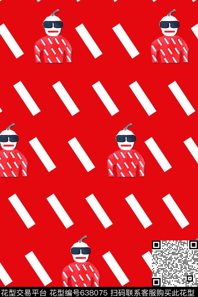 小方块与人像几何与人像数码印花华亿平台下载（图片编号: 638075） - 瓦栏（Walan）