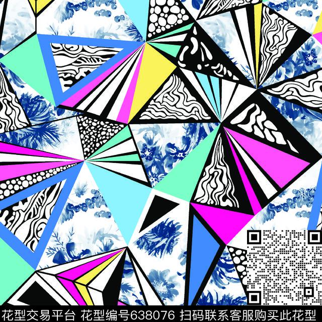 花卉几何条纹传统印花华亿平台下载（图片编号: 638076） - 瓦栏（Walan）