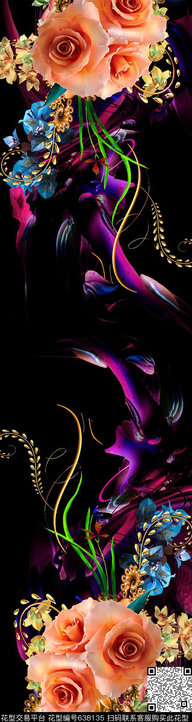 流行时尚数码花卉数码印花华亿平台下载（图片编号: 638135） - 瓦栏（Walan）
