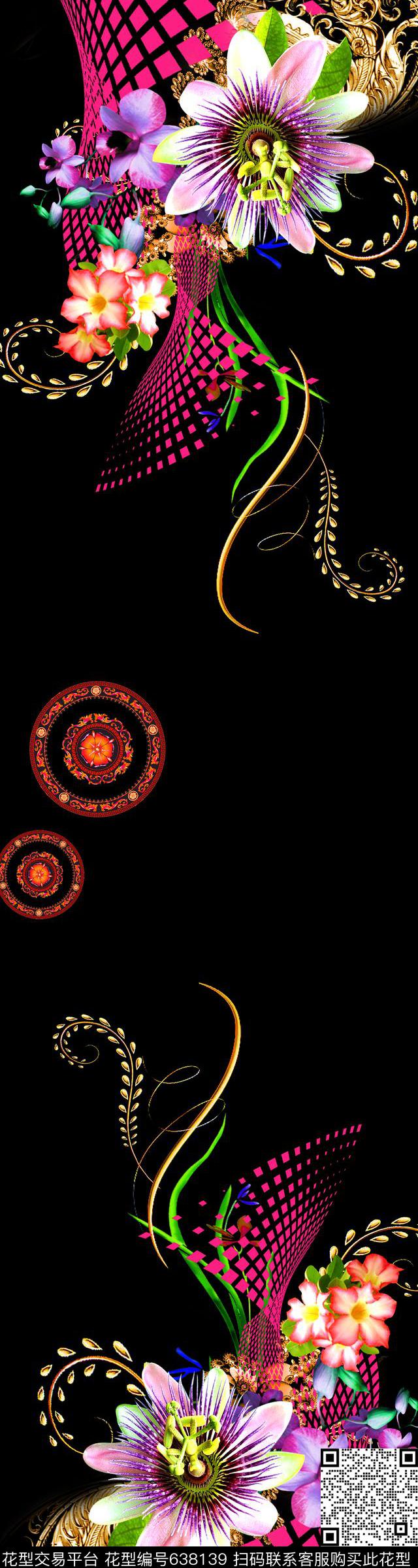 流行时尚数码牡丹数码印花华亿平台下载（图片编号: 638139） - 瓦栏（Walan）