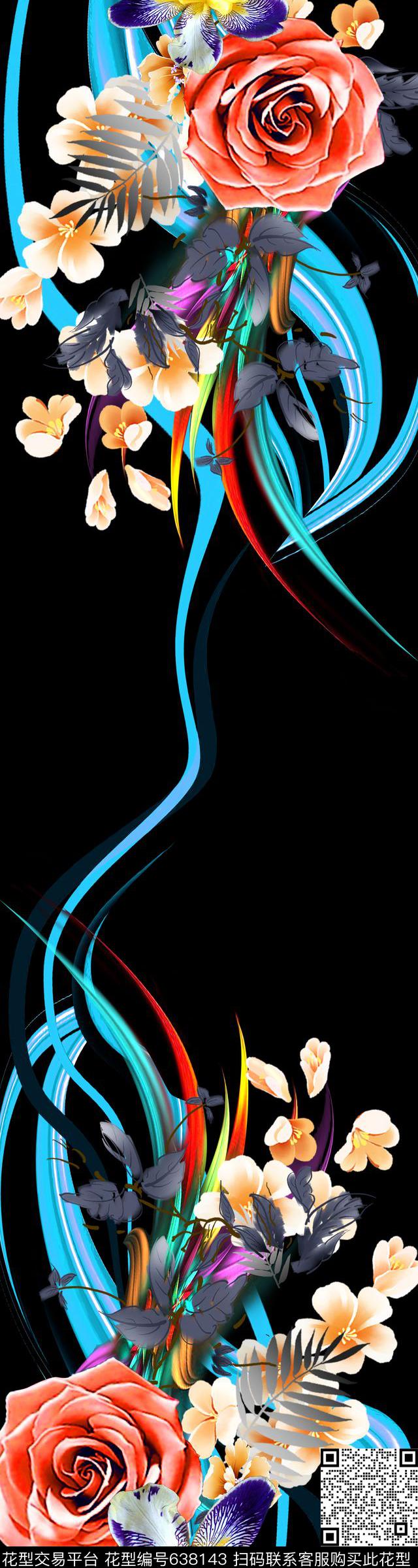 流行时尚数码花卉数码印花华亿平台下载（图片编号: 638143） - 瓦栏（Walan）