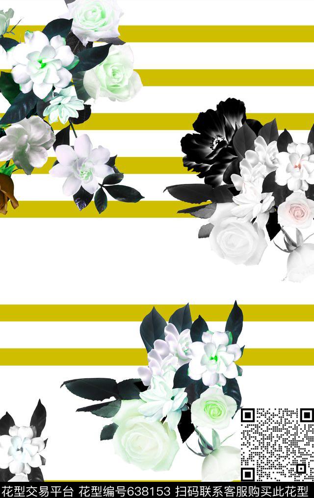 大气大花条子数码印花华亿平台下载（图片编号: 638153） - 瓦栏（Walan）