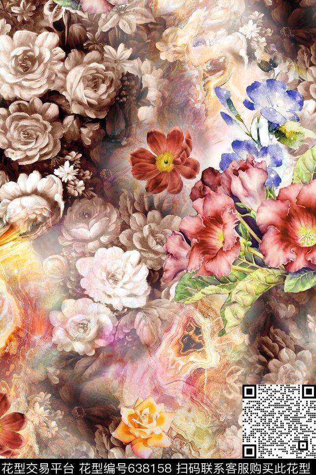沙发布（花卉）花朵花卉数码印花华亿平台下载（图片编号: 638158） - 瓦栏（Walan）