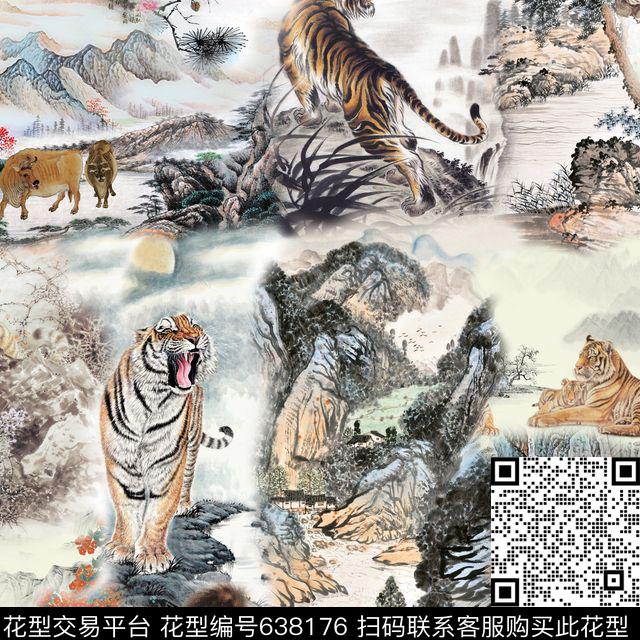 此华亿平台为1/2跳接民族风中国风数码印花华亿平台下载（图片编号: 638176） - 瓦栏（Walan）