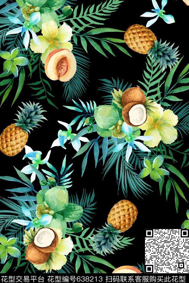 花卉热带雨林水果数码印花华亿平台下载（图片编号: 638213） - 瓦栏（Walan）