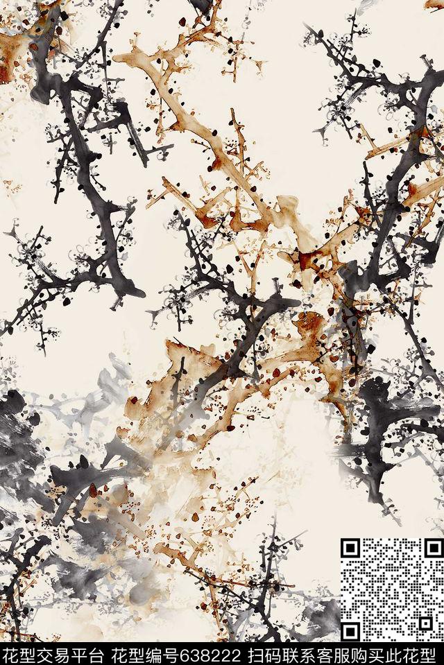 时尚女装中国风国画写意画数码印花华亿平台下载（图片编号: 638222） - 瓦栏（Walan）