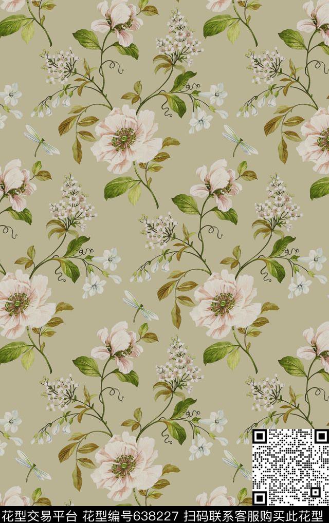 兰花水彩手绘简欧数码印花华亿平台下载（图片编号: 638227） - 瓦栏（Walan）