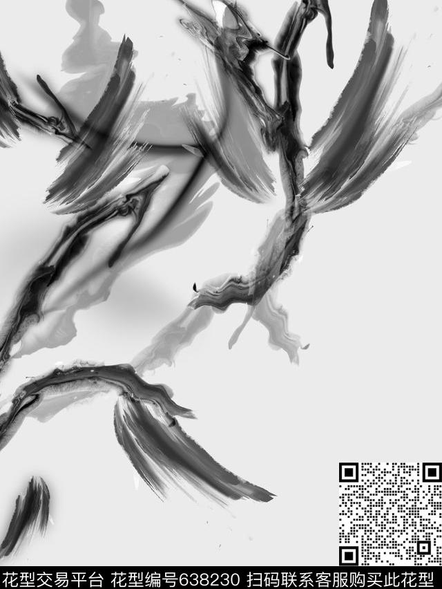 原创水墨花无名水墨恋歌高端男士定位花数码印花华亿平台下载（图片编号: 638230） - 瓦栏（Walan）