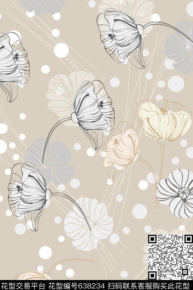 小清新花卉小碎花色块数码印花华亿平台下载（图片编号: 638234） - 瓦栏（Walan）