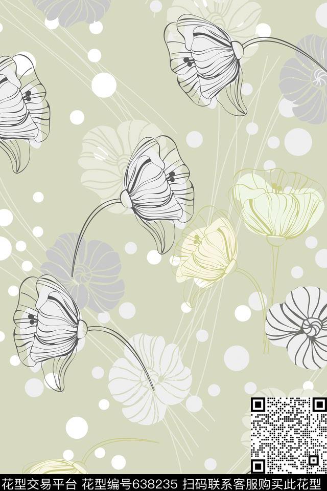 小清新花卉小碎花色块数码印花华亿平台下载（图片编号: 638235） - 瓦栏（Walan）