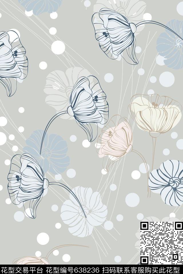 小清新花卉小碎花色块数码印花华亿平台下载（图片编号: 638236） - 瓦栏（Walan）