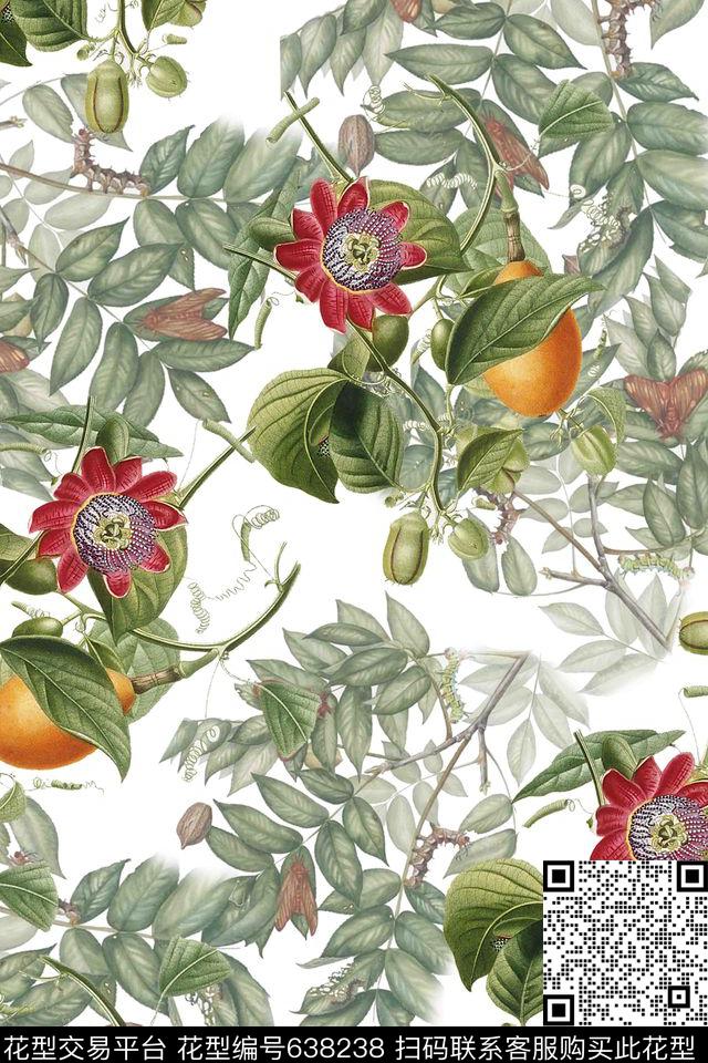 满版大花花卉数码印花华亿平台下载（图片编号: 638238） - 瓦栏（Walan）